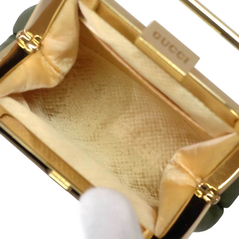 Gucci Satin Clasp Bag Green Clutch - Picture 7 of 9